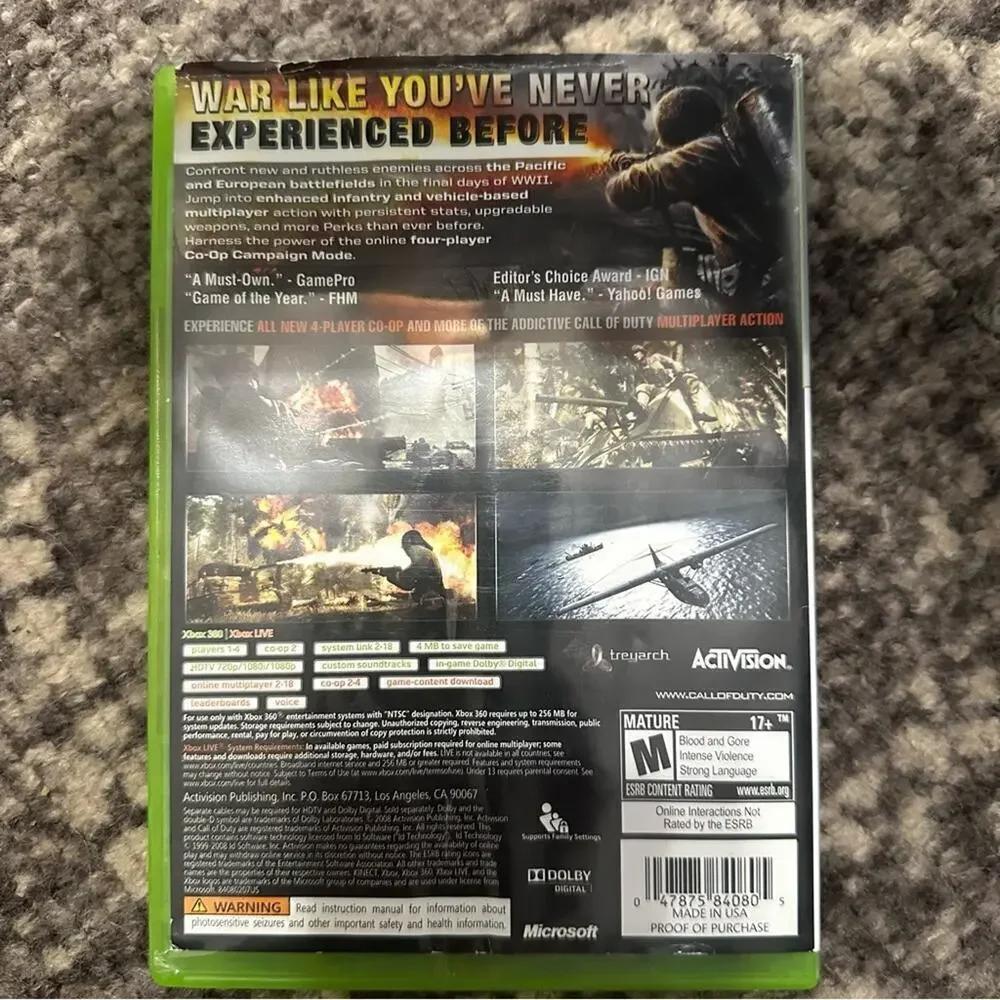 Microsoft XBOX 360 2008 Call of Duty: World at War Platinum Hits Best Seller